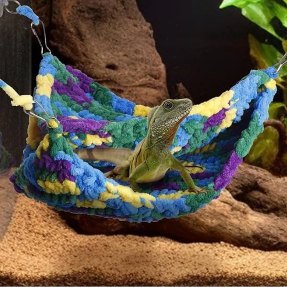 Reptile Double Hammock Lounger swing hanging Bearded Dragon Gecko Chameleon